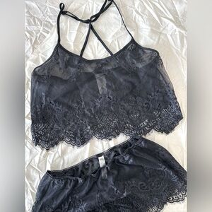 Black Lace Top and Bottom Set